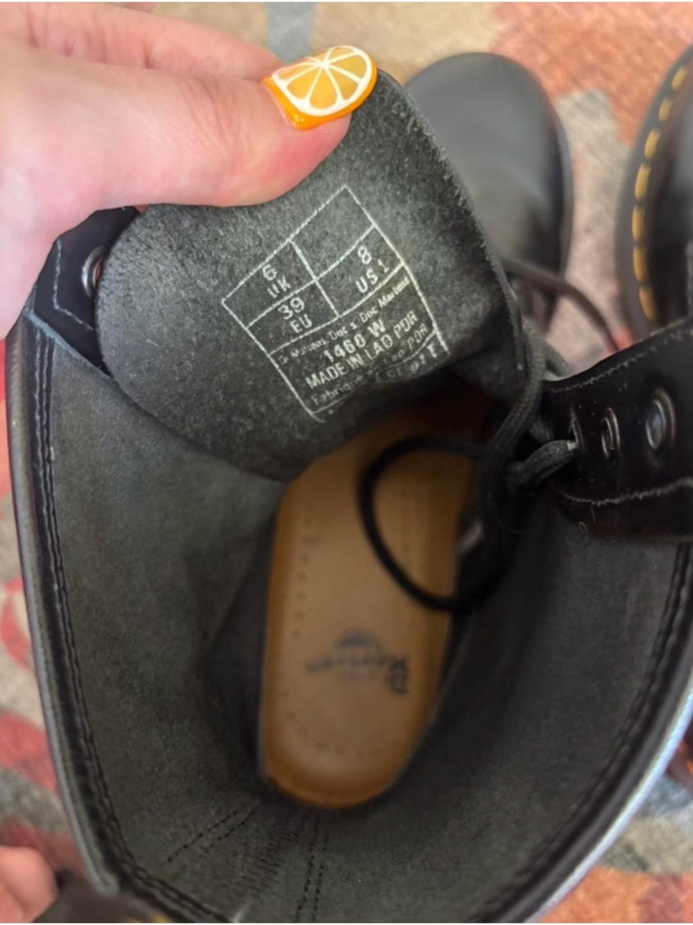 Dr. Martens Black Leather Lace-Up Boots with Yellow Stitching - Picture 7 of 8